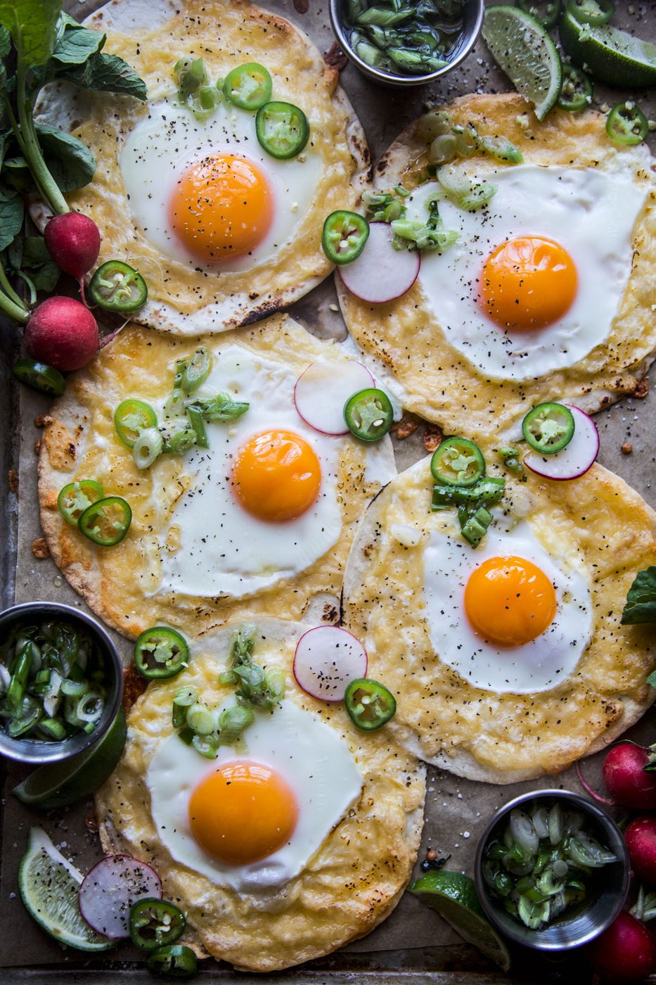 Sheet Pan Breakfast Tacos, finished with Scallion Salsa