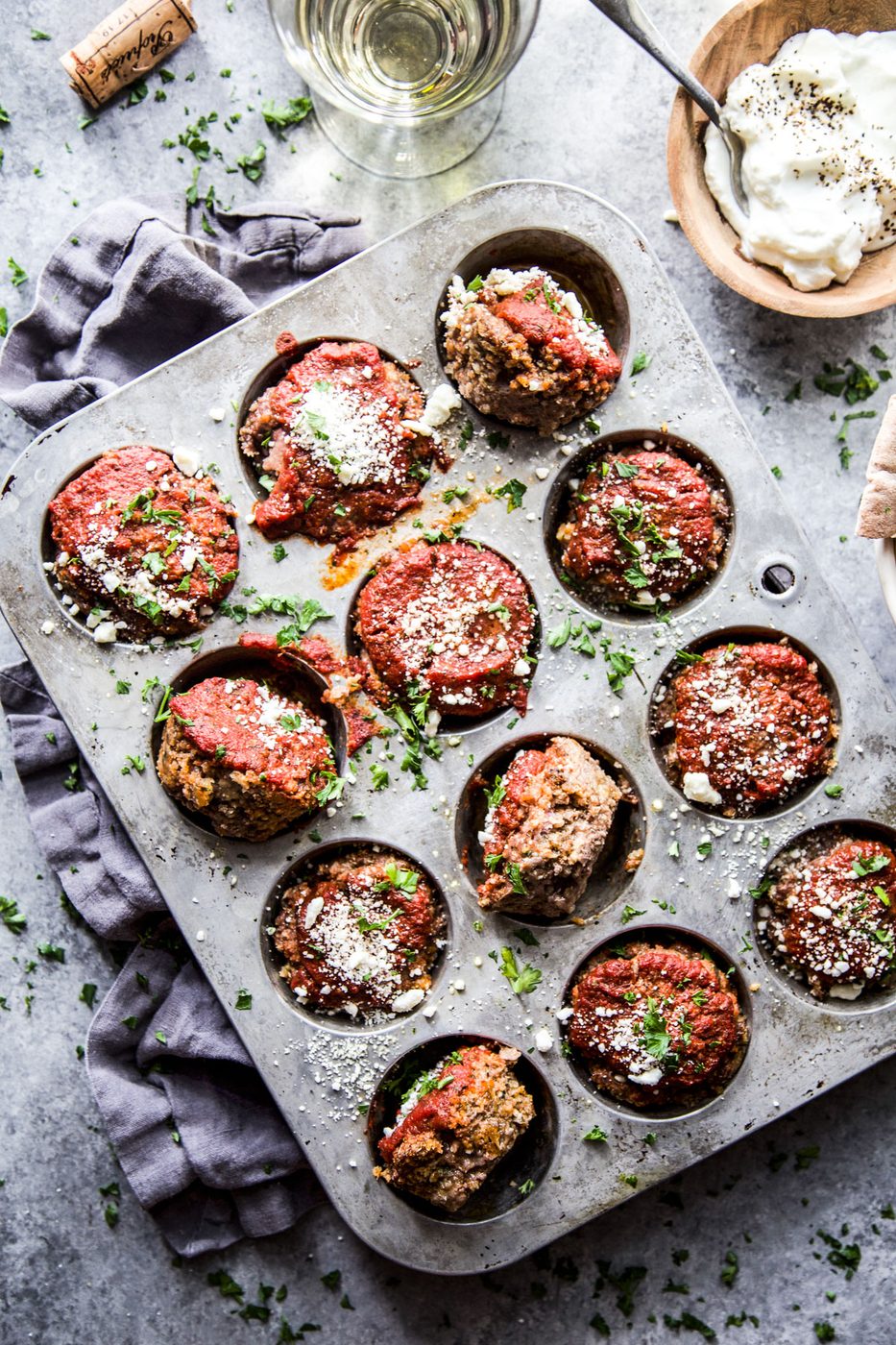 Spiced Beef Meatloaf Muffins, finished with Feta