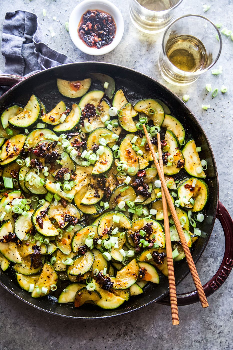 spiced zucchini with chili crisp www.thecurioiusplate.com