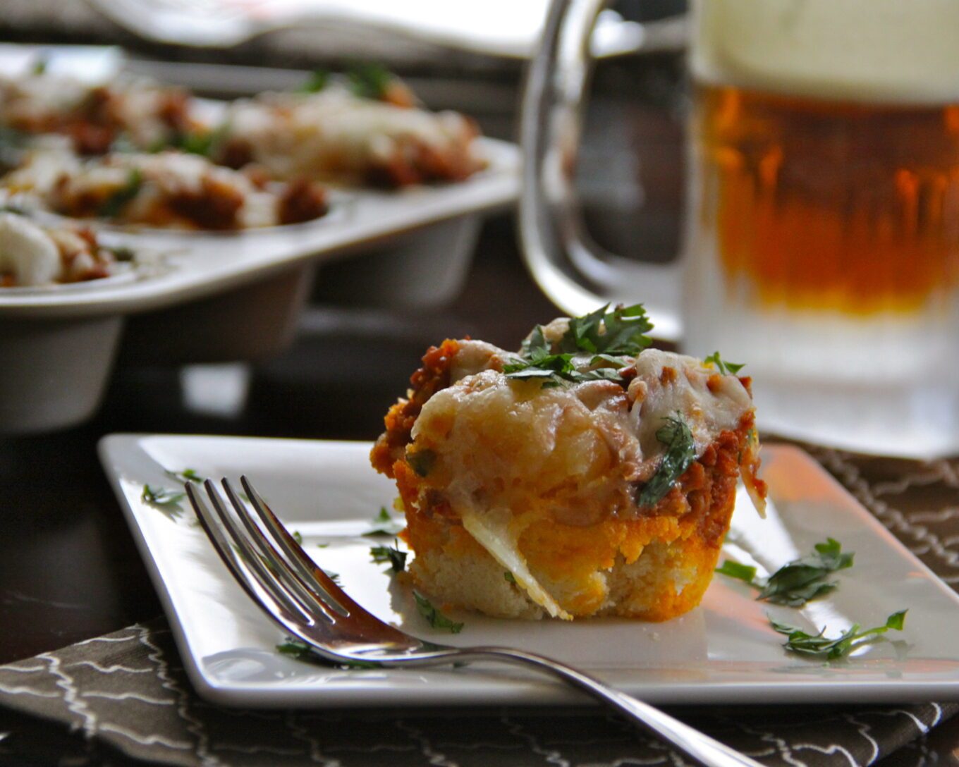 Chicken sausage and cheese muffins, spicy