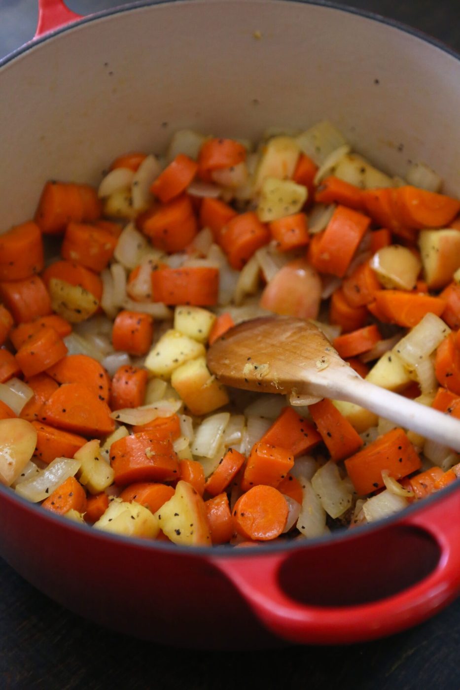 spicy coconut carrot soup with fried shallots
