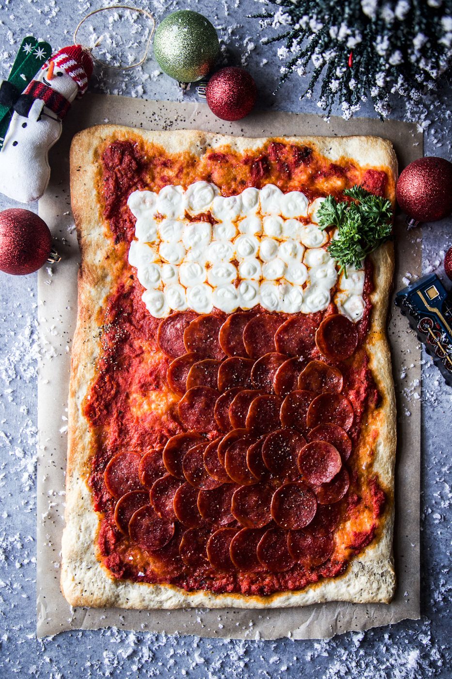 Stocking Shaped Pepperoni Pizza