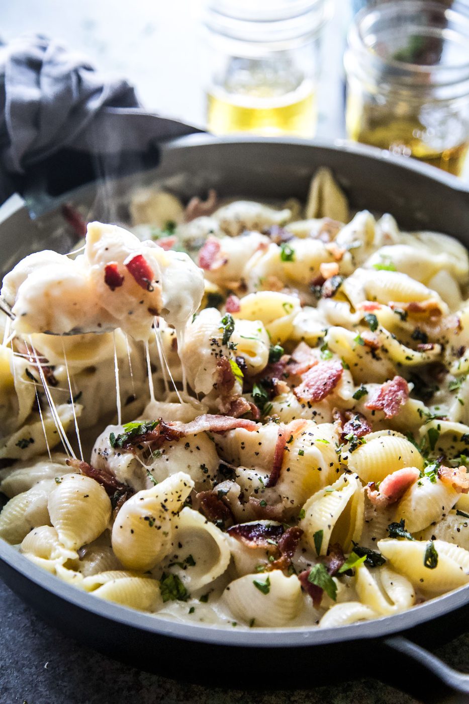 Stovetop Hard Cider Mac and Cheese with Crispy Bacon