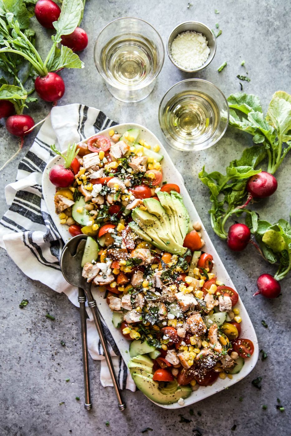 Summer Chickpea Salad, finished with Dorothy Lynch Grilled Chicken