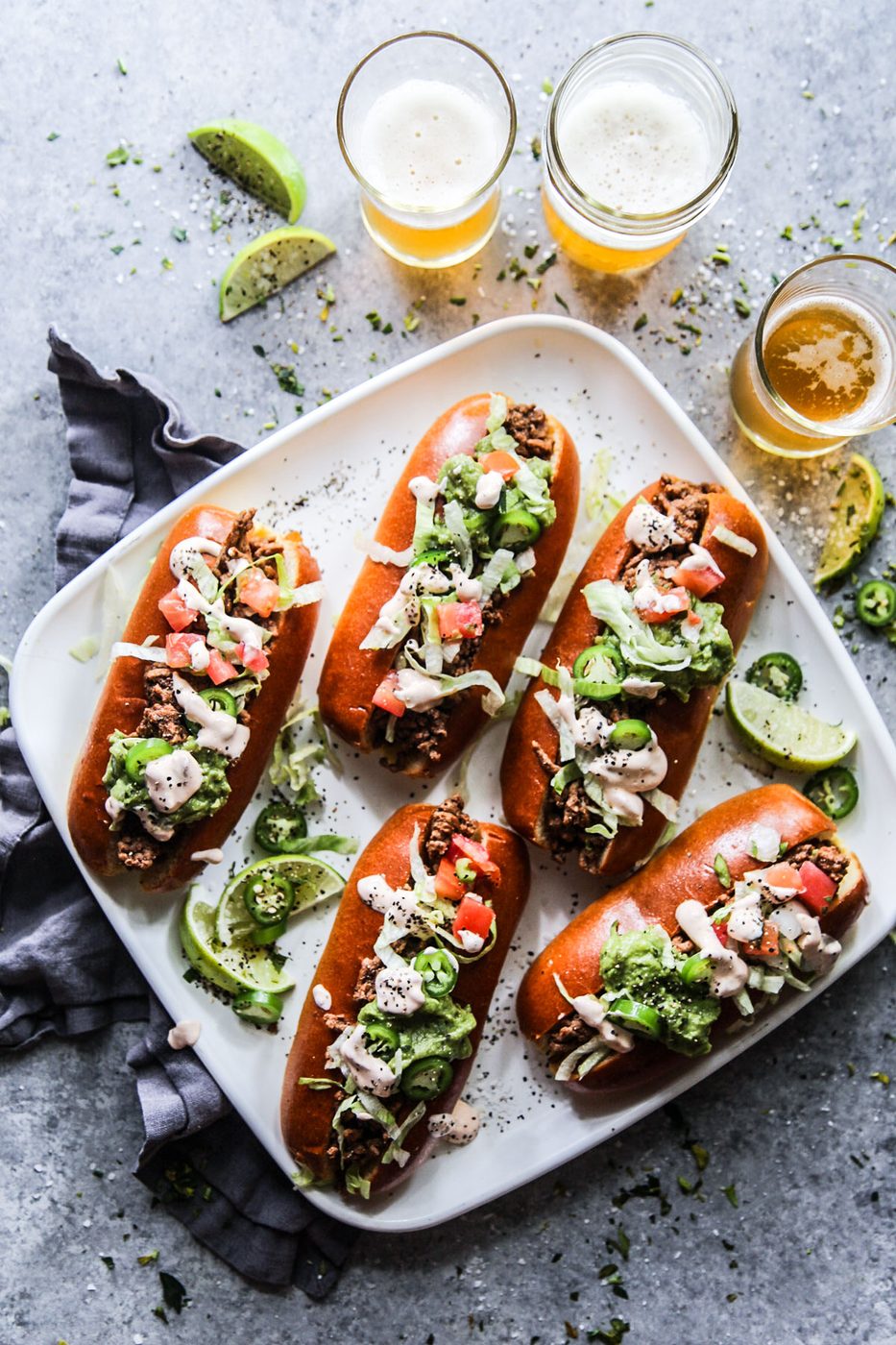 Taco-Stuffed Subs, finished with Adobo Sauce
