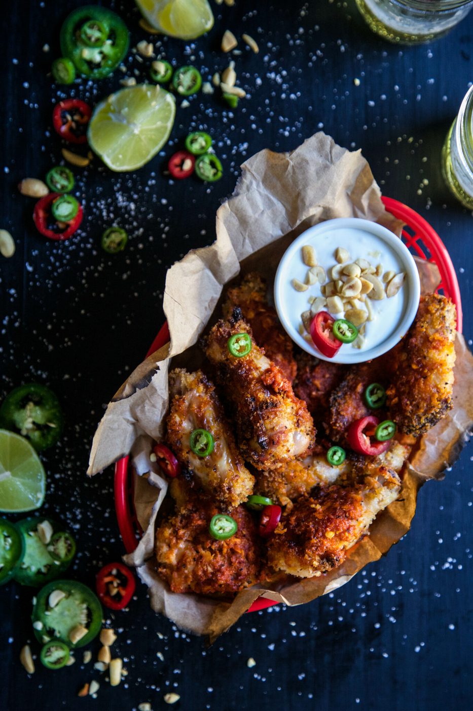 Thai Baked Wings, finished with Coconut Crema
