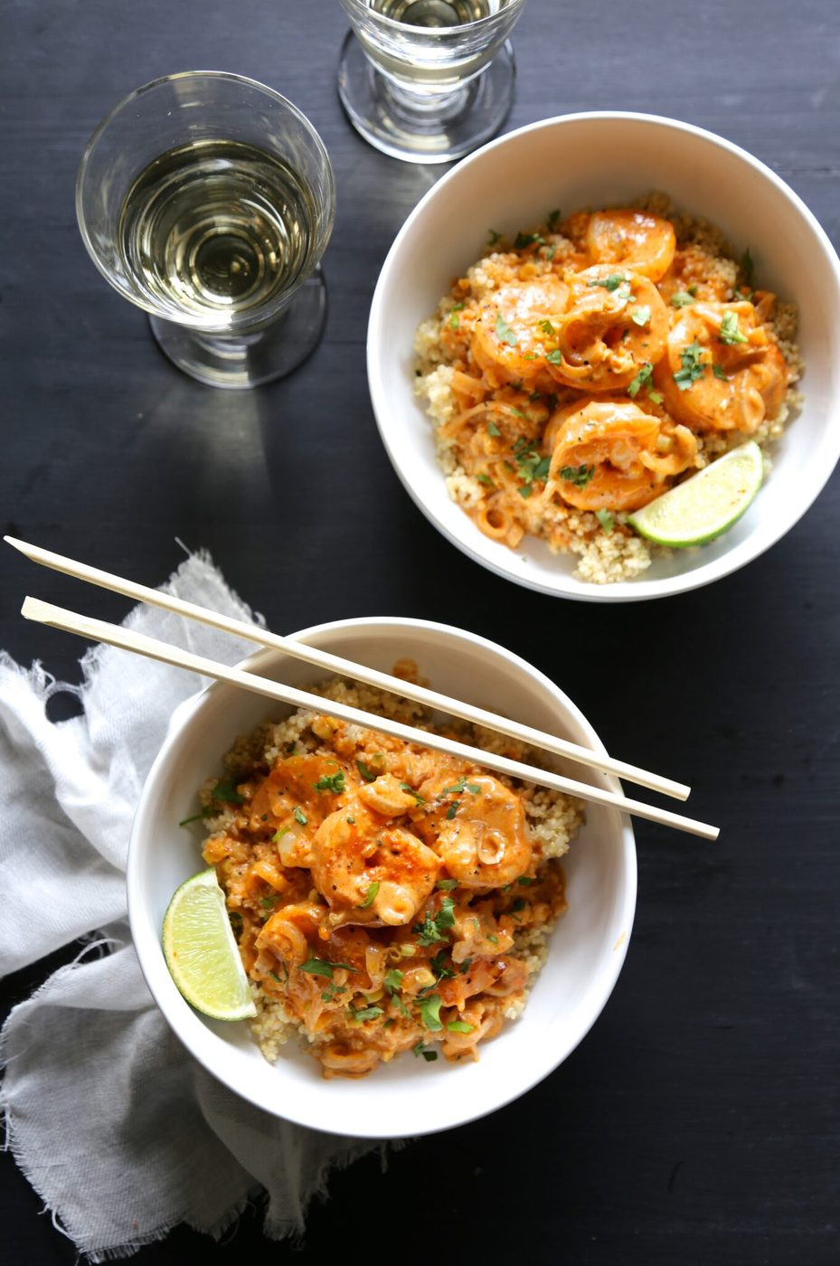 Thai shrimp scampi quinoa bowls