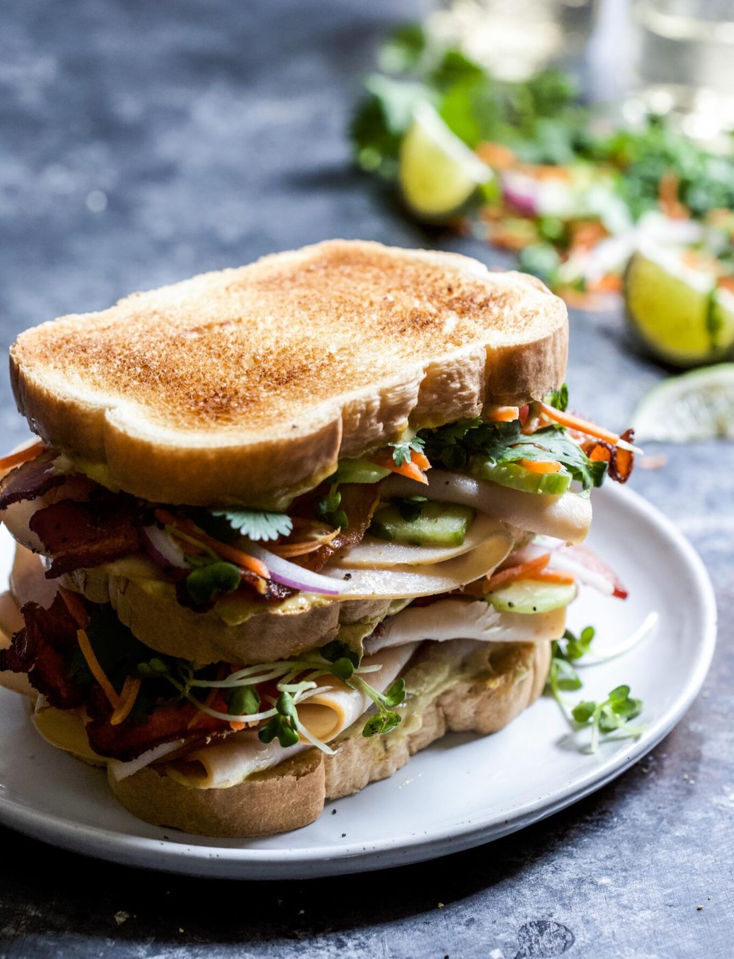 Thai Turkey Bacon Stack, finished with Green Curry Mayo
