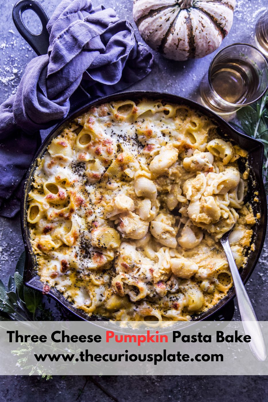 Three Cheese Pumpkin Pasta Bake