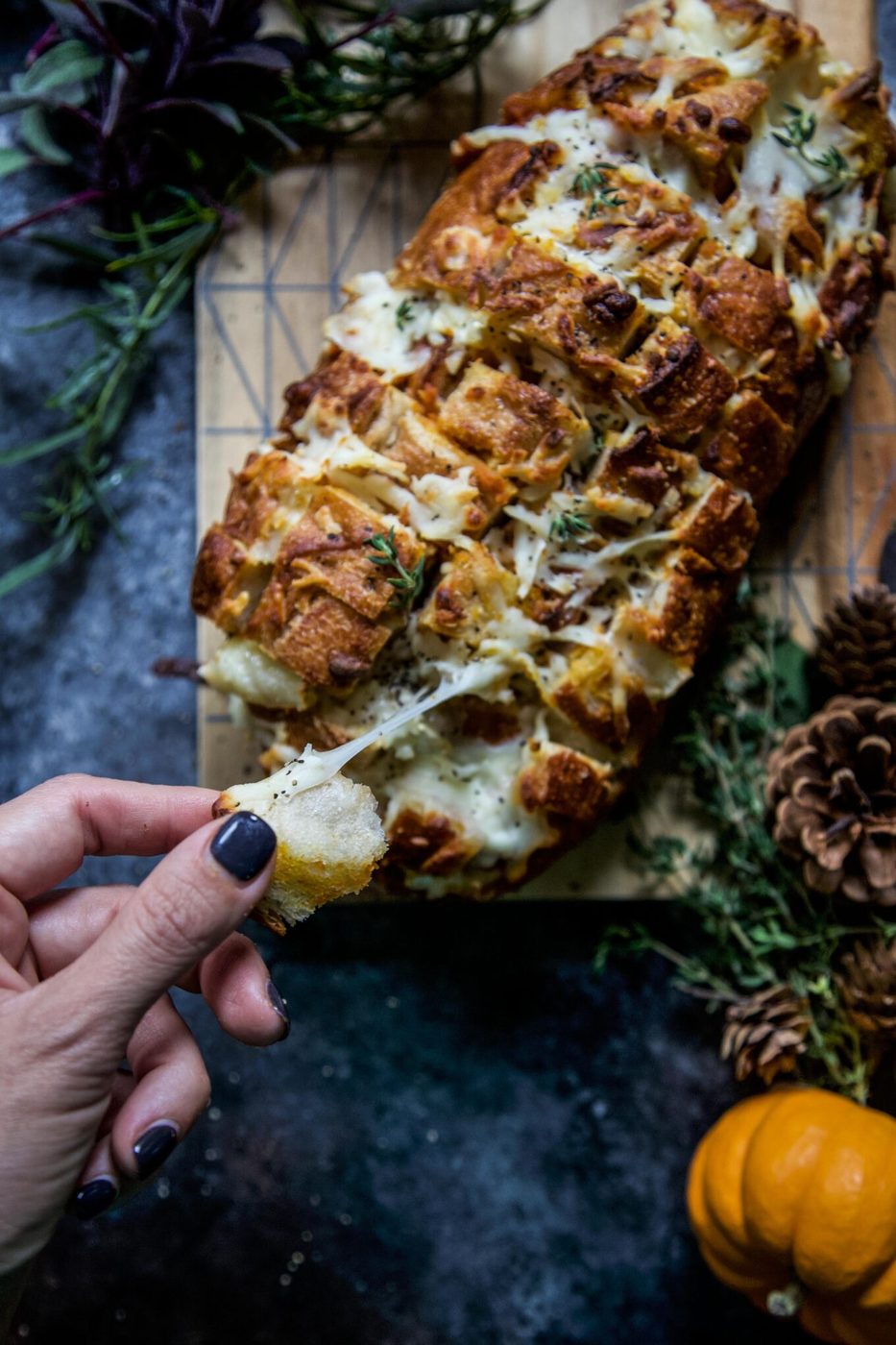 Three Cheese Pumpkin Pull-Apart Bread