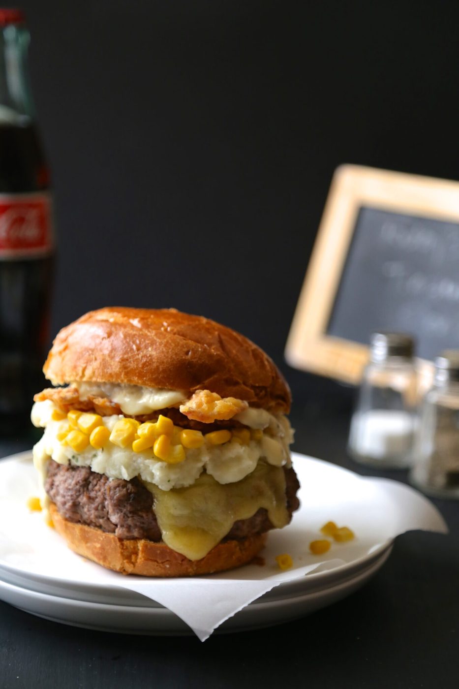Chicken Fried Bacon & Dijon Gravy on trashed-Up Steak Burger