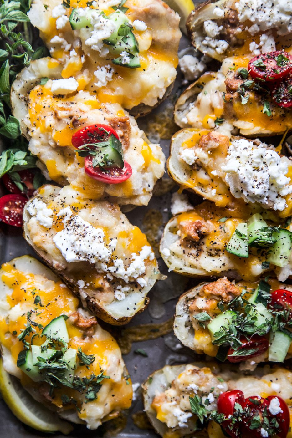 Twice-Baked Chicken Shawarma Stuffed Potatoes