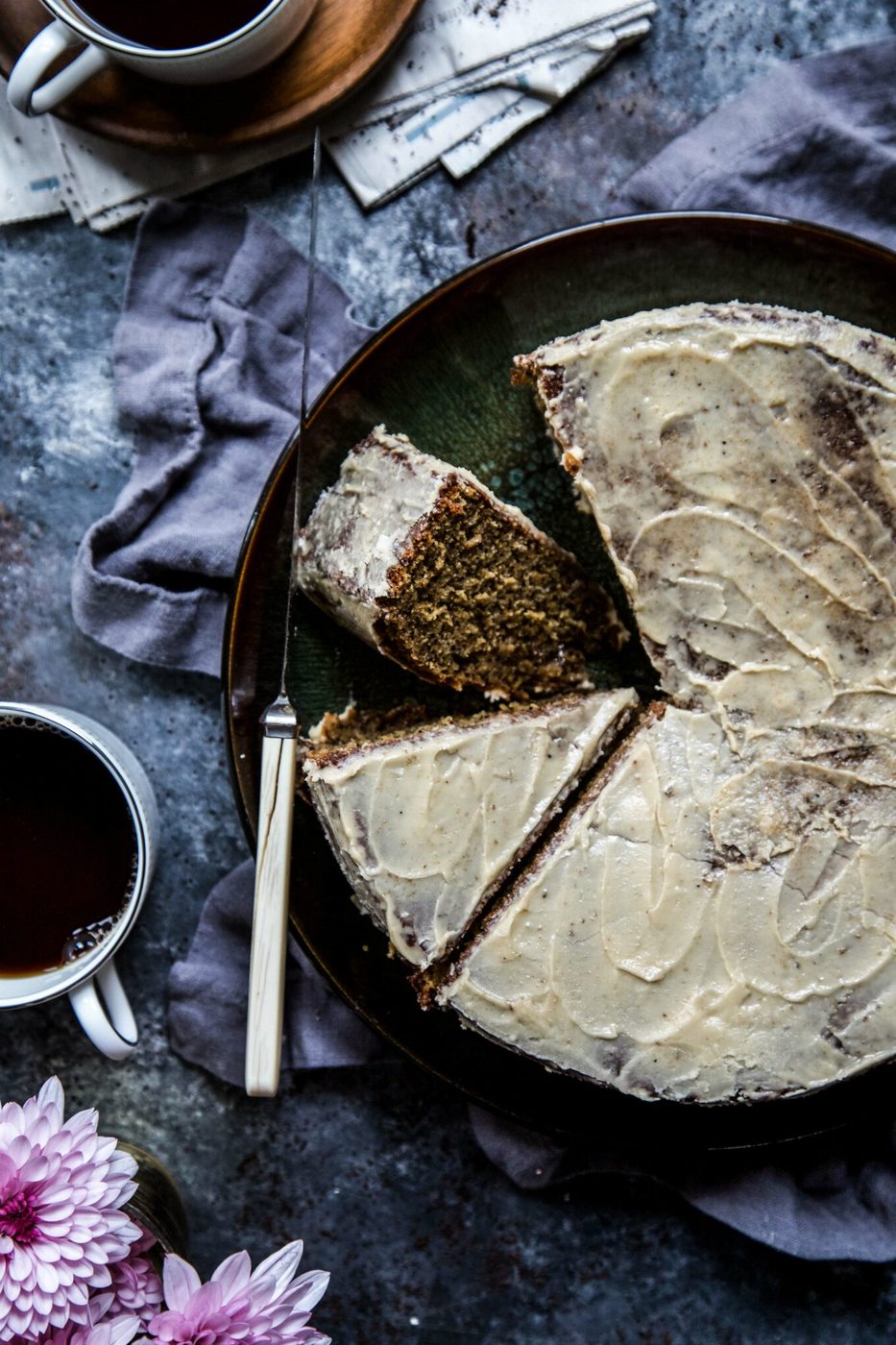 Vietnamese Coffee Cake, finished with Brown Sugar Frosting