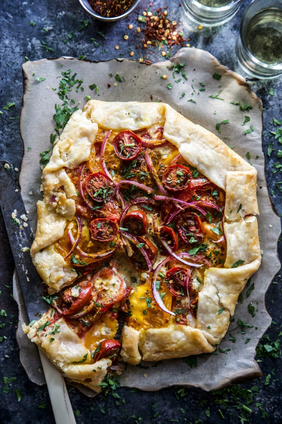 Curry Tomato Galette, roasted