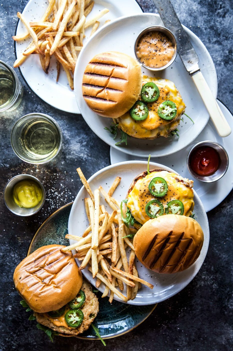 Special Sauce on spiced Chicken Burgers
