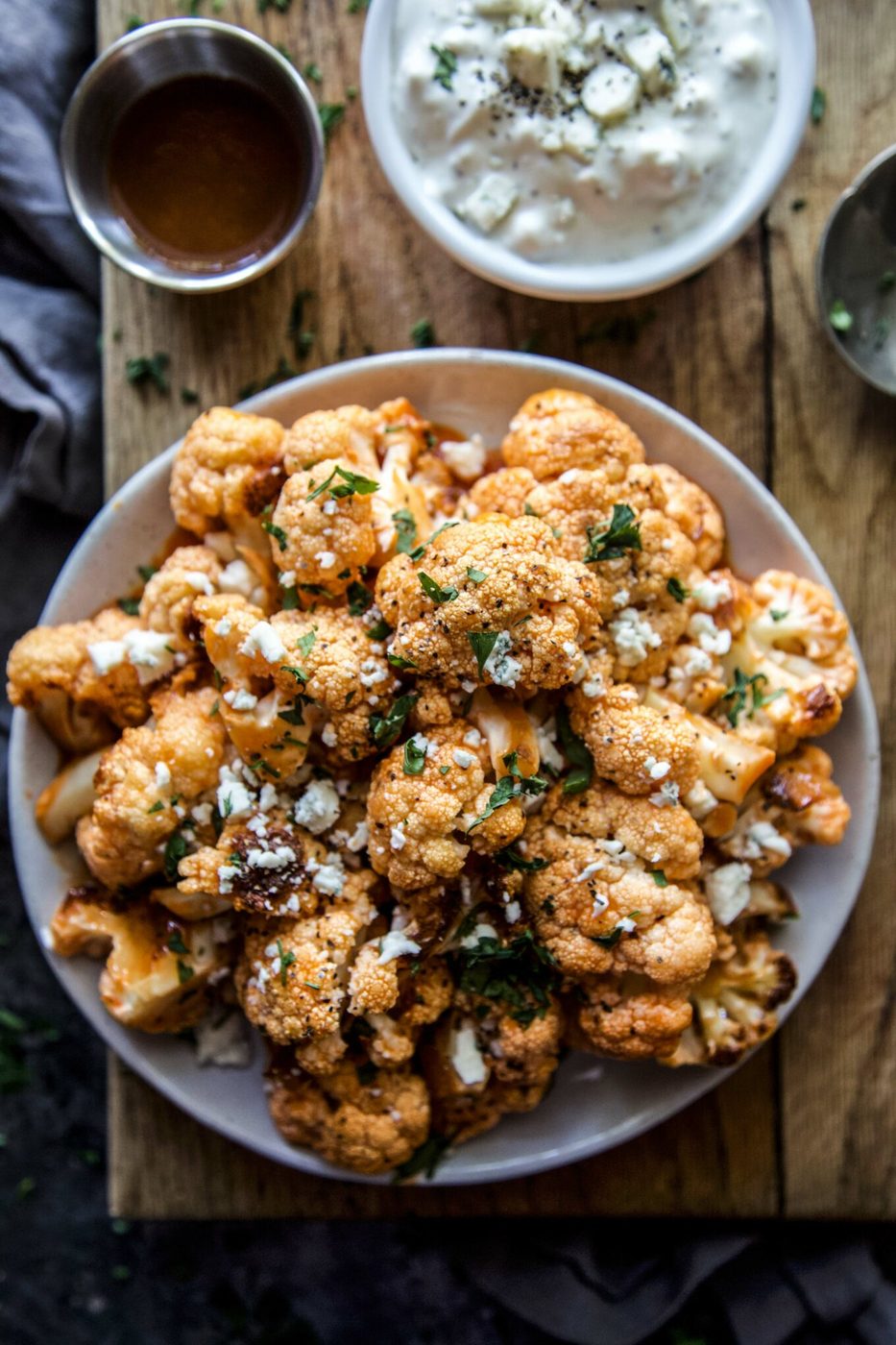 Smoked Blue Cheese on buffalo Cauliflower Bites