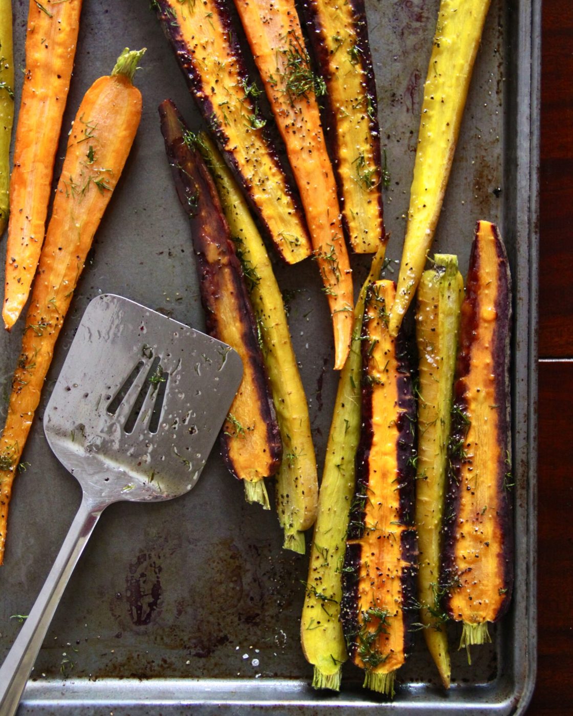 roasted organic carrots with dill