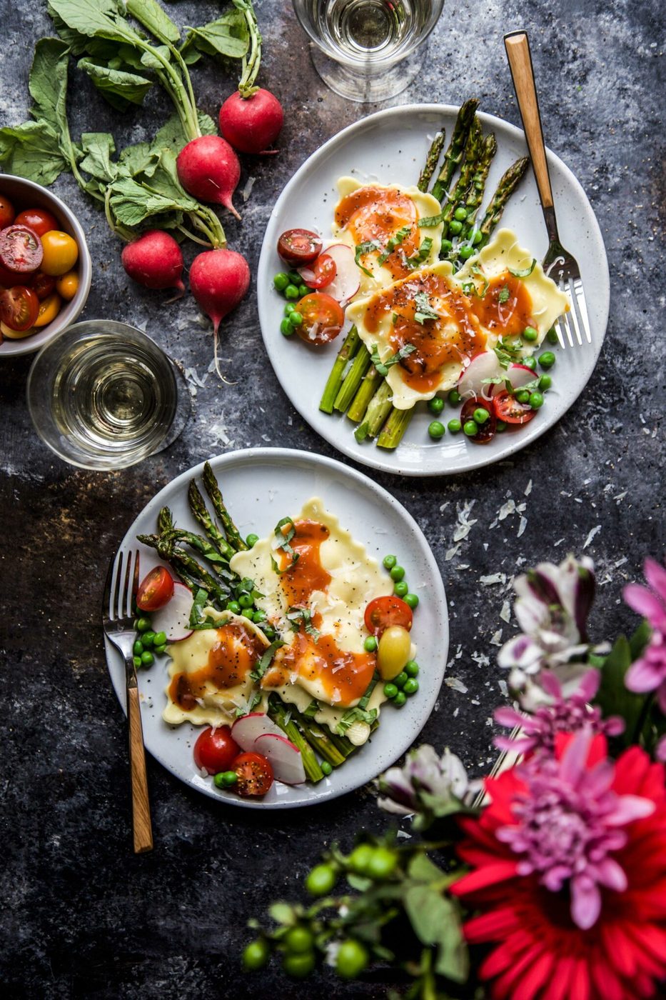 Smoky Dorothy Lynch Dressing on garden Veggie Ravioli