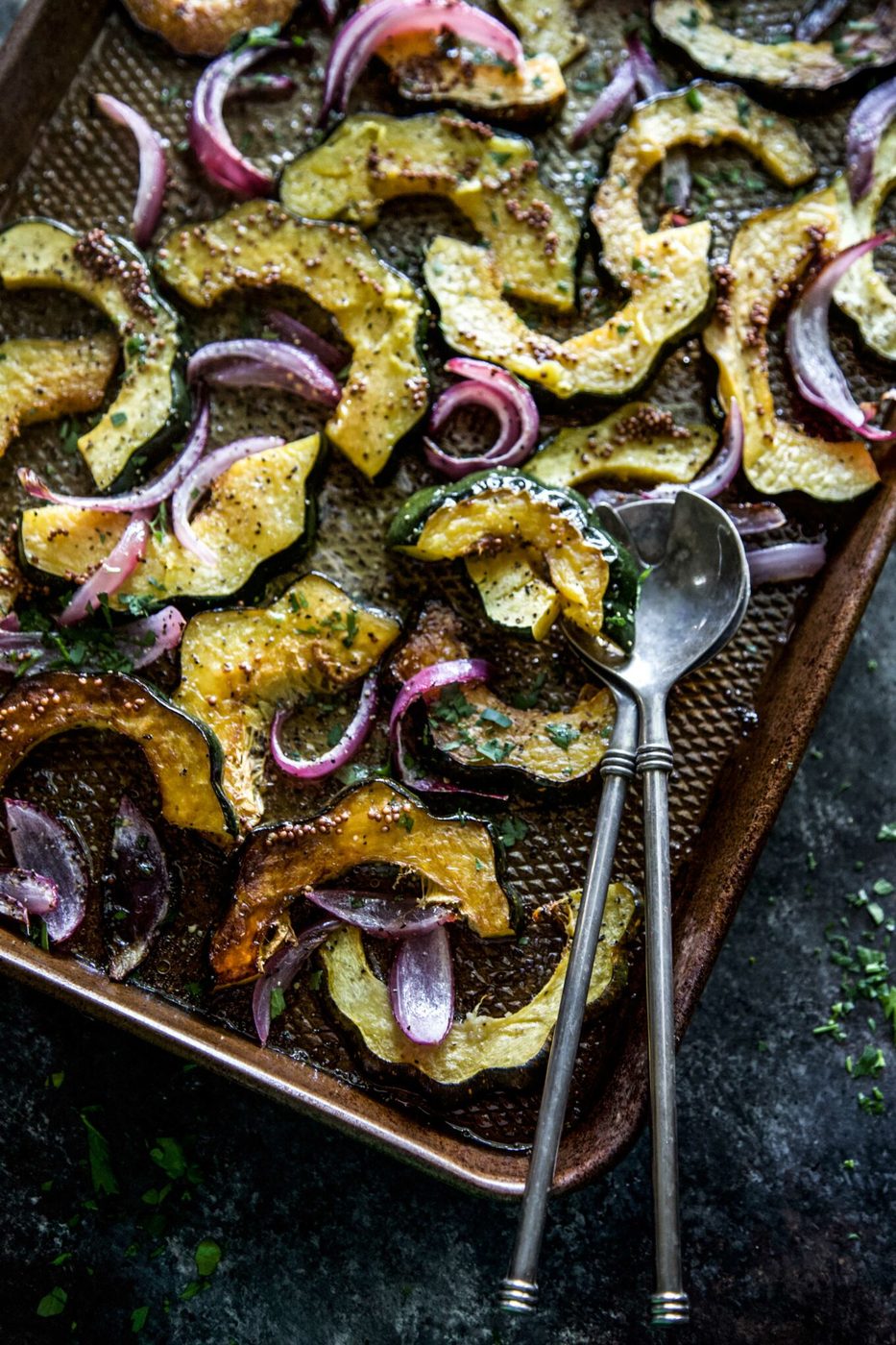 Sheet Pan Roasted Squash, finished with Cider Vinaigrette