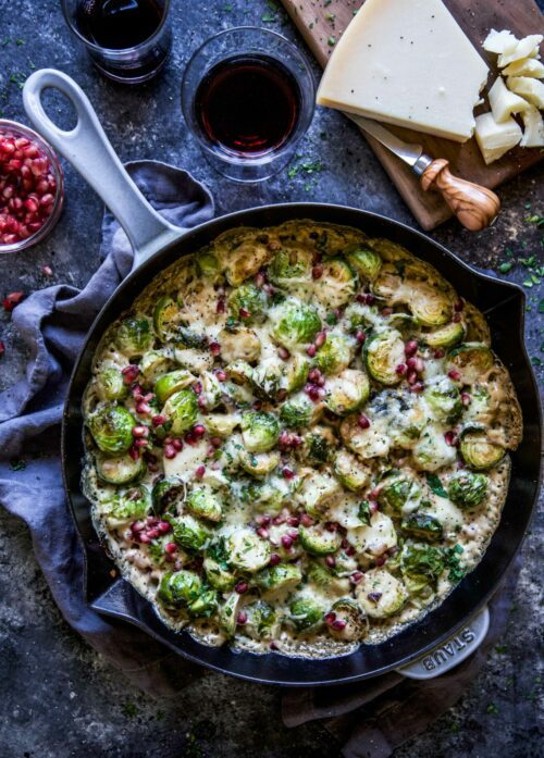 Vegetarian-Brussels-Sprout-Bake-with-Parmesan-Pomegranates