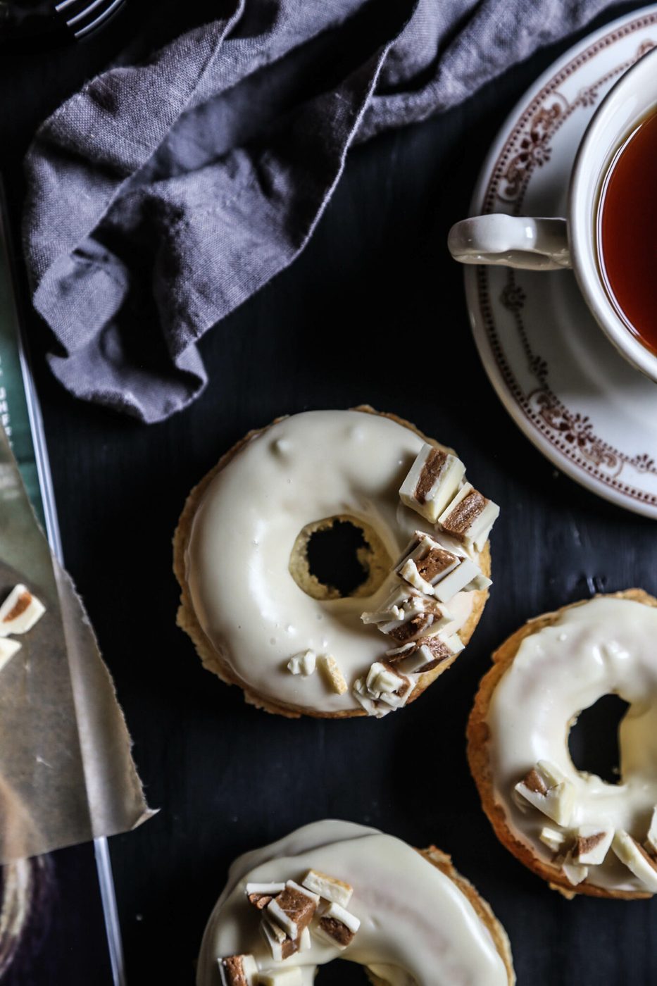 White Chocolate Baked Doughnuts with White Chocolate Peanut Butter Crumbles III