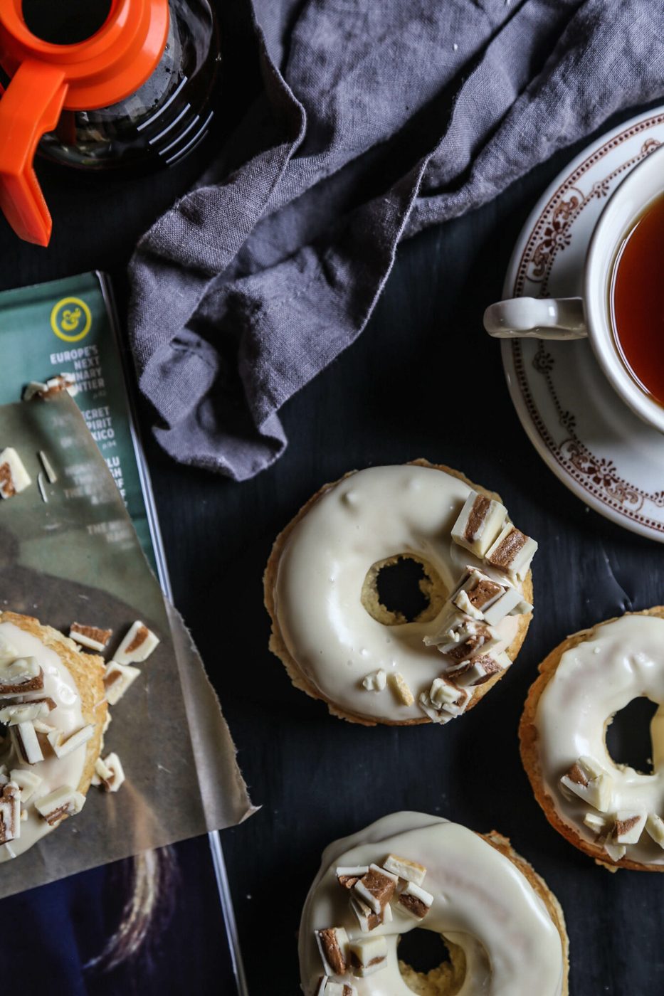 White Chocolate Baked Doughnuts with White Chocolate Peanut Butter Crumbles II