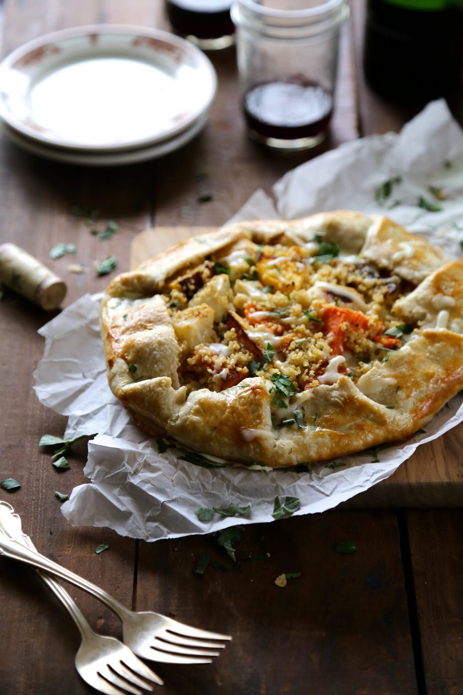 Winter veggie quinoa tart