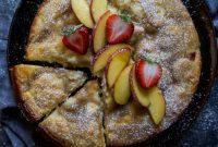 Strawberry Peach Tahini Cake
