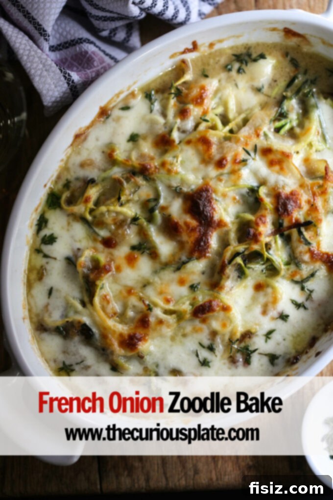 French Onion Zoodle Casserole 3 French Onion Zoodle Bake, a healthy comfort food casserole.