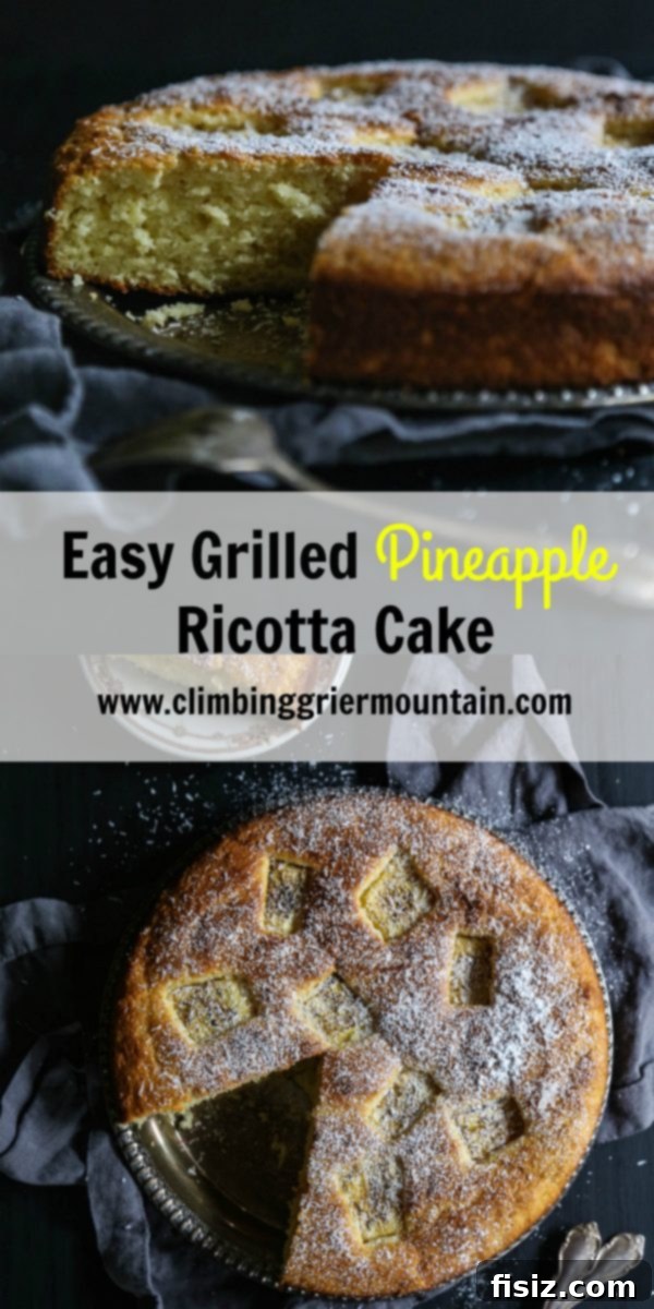 Tropical Grilled Pineapple Ricotta Cake 8 A perfectly baked Easy Grilled Pineapple Ricotta Cake garnished with confectioners sugar