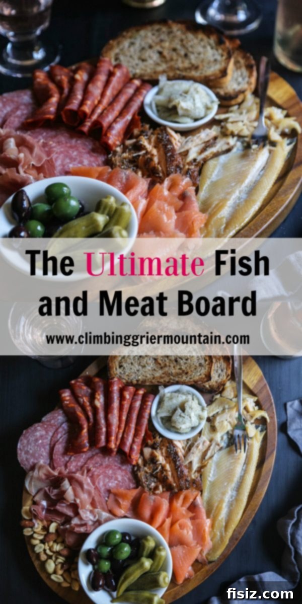 The Definitive Seafood and Charcuterie Board 7 The Ultimate Fish and Meat Board presented on a elegant platter, ready for guests