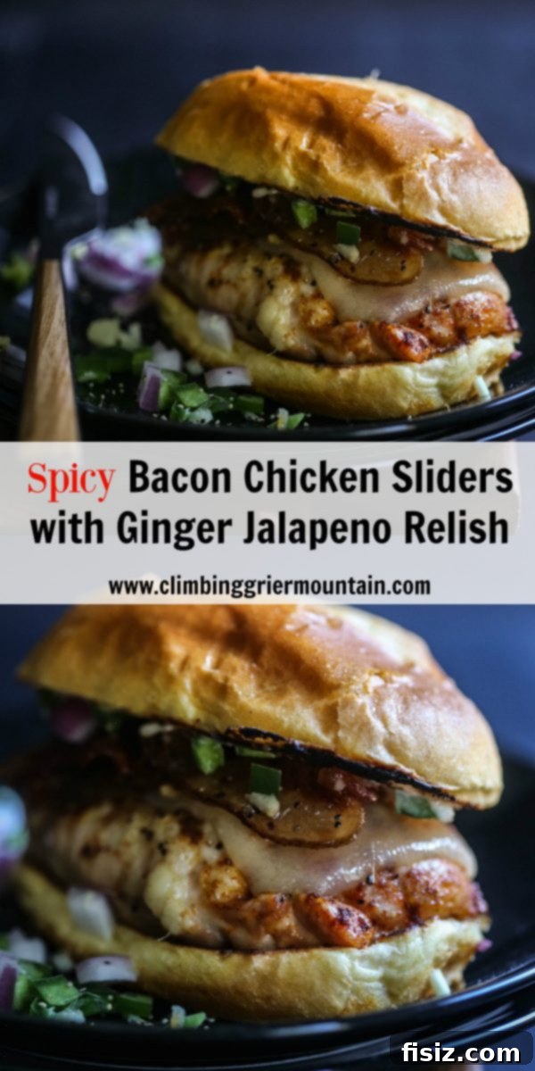 Zesty Ginger Jalapeno Bacon Chicken Sliders 8 Full spread of Spicy Bacon Chicken Sliders with Ginger Jalapeno Relish on a serving platter