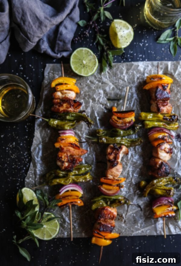 Teriyaki Glazed Chicken and Shishito Skewers 2 Delicious Teriyaki Chicken and Shishito Skewers ready for a summer meal