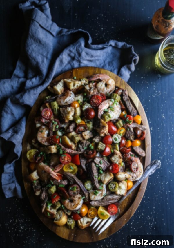 Southwestern Chipotle Steak and Shrimp Panzanella 2 Chipotle Steak and Shrimp Panzanella Salad with Grilled Steak and Spicy Shrimp