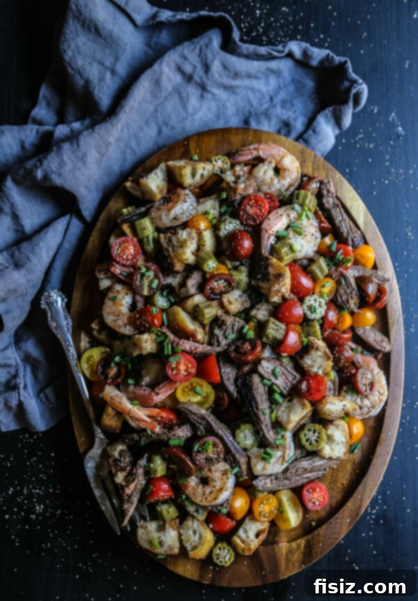 Southwestern Chipotle Steak and Shrimp Panzanella 5 Vibrant Chipotle Steak and Shrimp Panzanella Salad with Fresh Vegetables