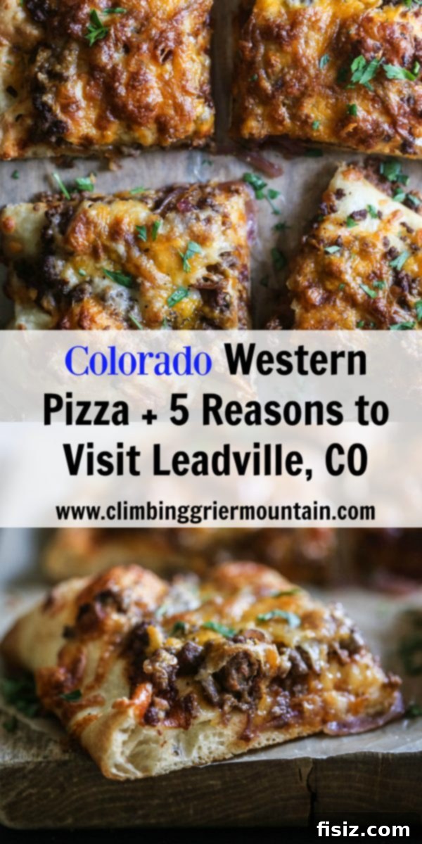 A final close-up of the Colorado Western Pizza, showcasing the bubbly, golden cheese and delicious toppings, ready to be enjoyed.