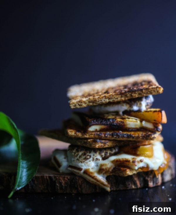 Peach White Chocolate Smores 2 white chocolate peach s'more, gourmet summer dessert, grilled fruit s'mores