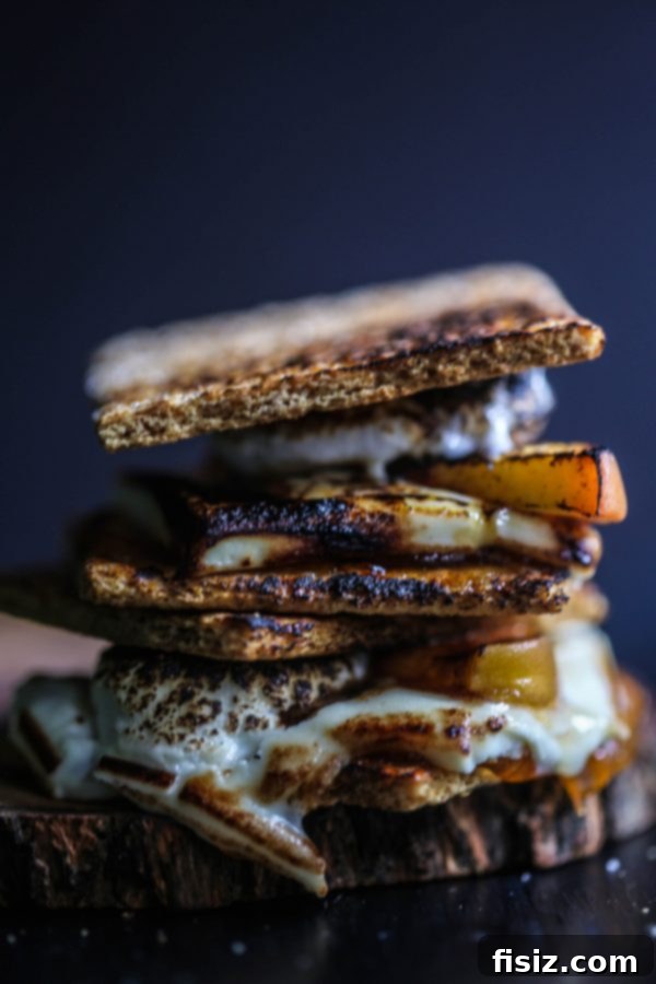 Peach White Chocolate Smores 4 white chocolate peach s'mores recipe, gourmet peach dessert, how to make peach s'mores