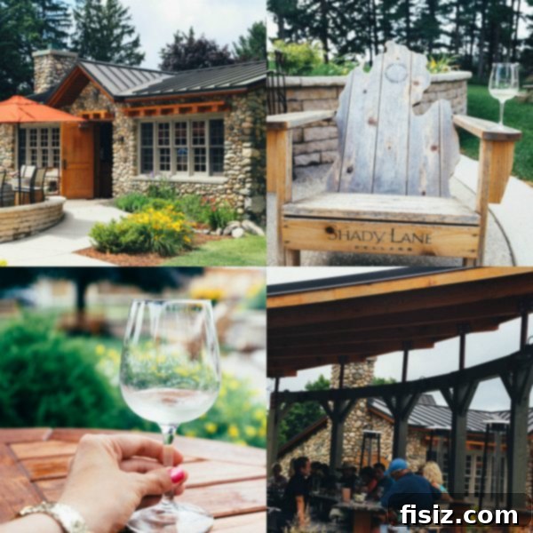 Traverse City, Michigan: Your Ultimate Guide to Stays, Bites, and Sights 12 Exterior of Shady Lane Cellars, with guests enjoying wine on the patio overlooking vineyards
