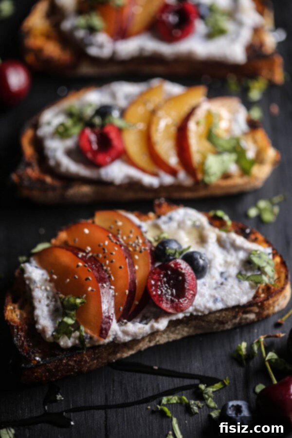 Orchard Berry Ricotta Toast 2 Cherry & Plum Toast with Blueberry Whipped Ricotta - A delightful summer breakfast