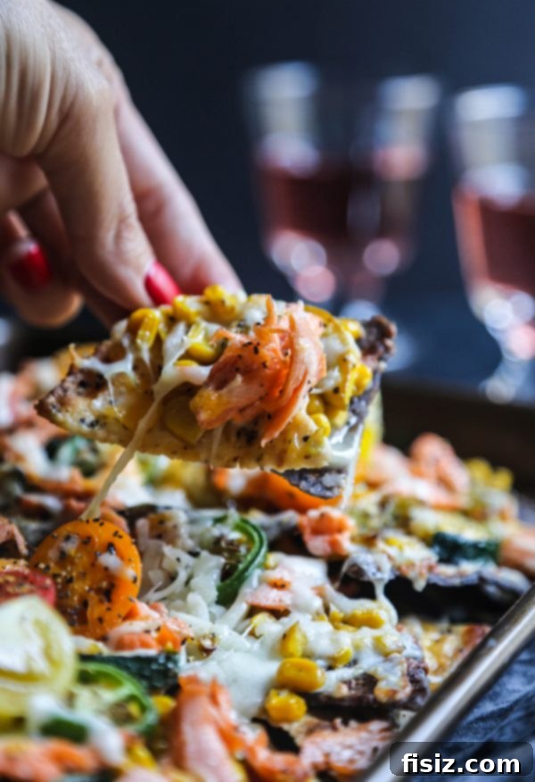 Market Fresh Sockeye Salmon Nachos 14 Another enticing view of Farmers Market Sockeye Salmon Nachos, showcasing the colorful ingredients.