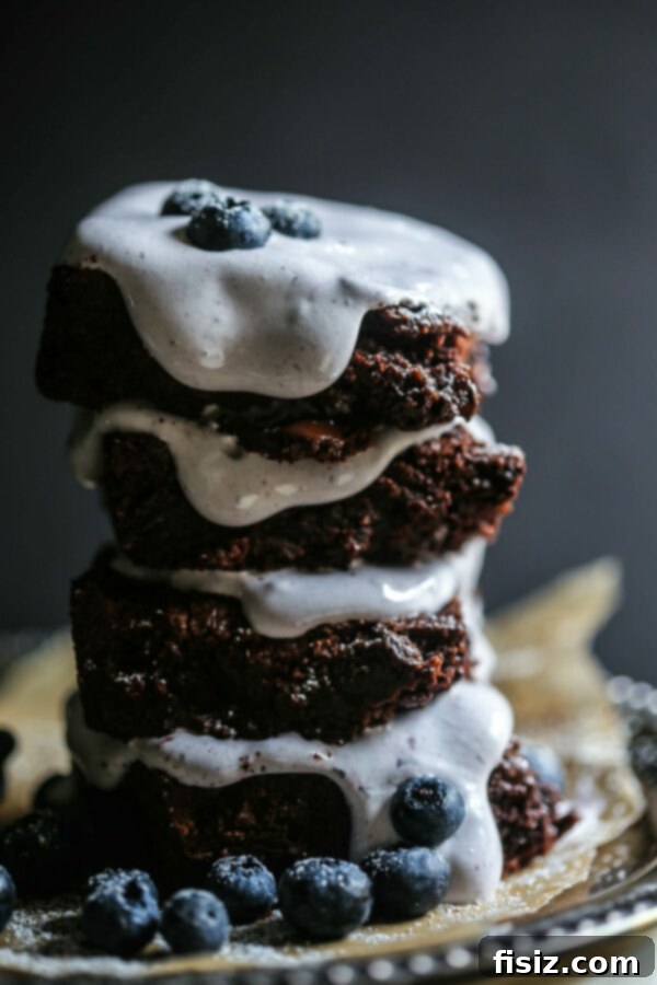 Decadent Dark Chocolate Brownies with Pillowy Blueberry Marshmallow Frosting 2 Decadent Dark Chocolate Brownies with Homemade Blueberry Marshmallow Frosting