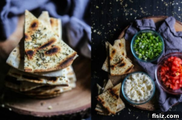 Effortless Mediterranean Zest Dip 4 Pita bread slices, perfect for dipping
