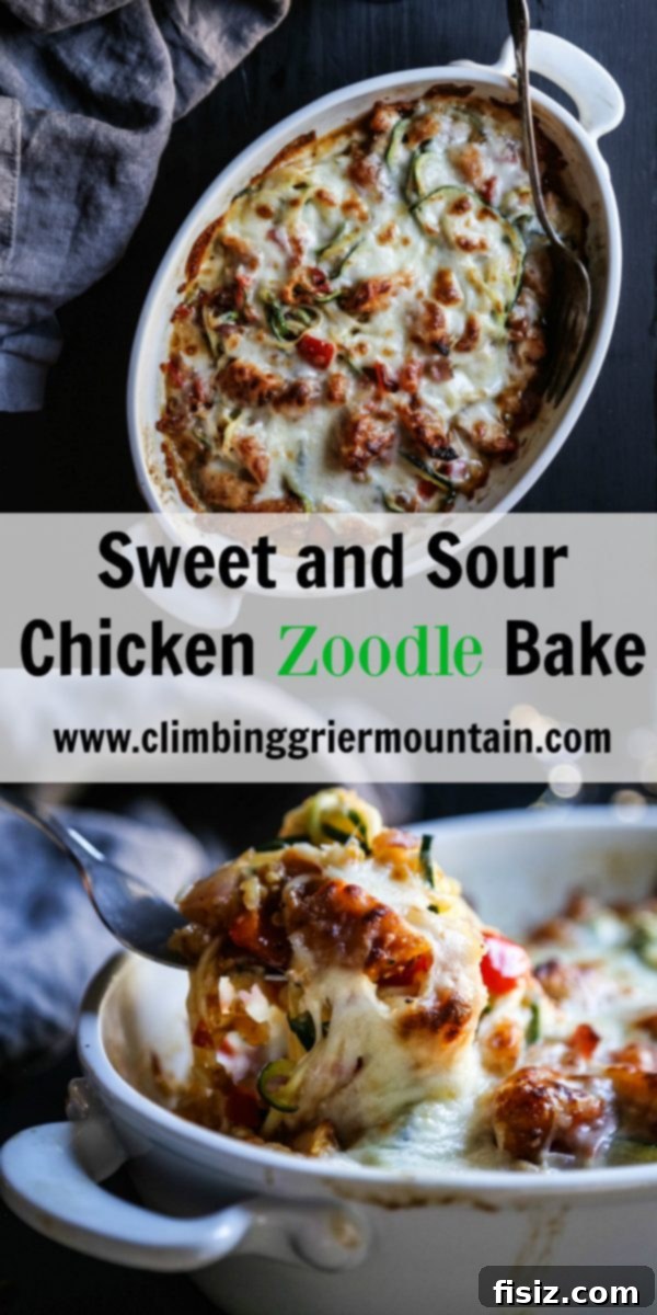Sweet and Sour Zucchini Noodle Chicken Casserole 7 Sweet and Sour Chicken Zoodle Bake in a serving dish