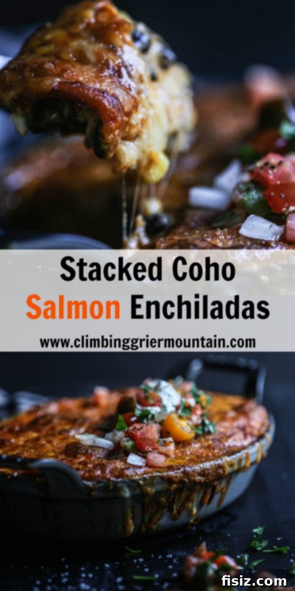 Coho Enchilada Tower 8 Stacked Coho Salmon Enchiladas - Final Dish
