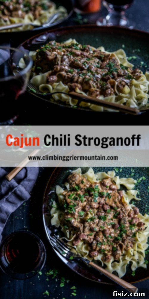 Hearty Cajun Chili Stroganoff 8 Generous serving of Cajun Chili Stroganoff ready to eat