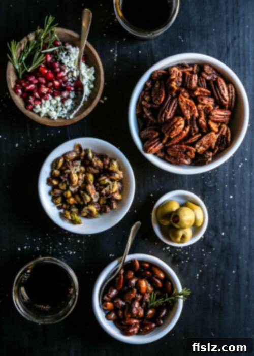 Party Nut Perfection: 3 Festive Flavors 2 Gourmet Holiday Party Nuts 3 Ways: Spiced Roasted Pecans, Candied Pistachios, Duck Fat Fried Almonds