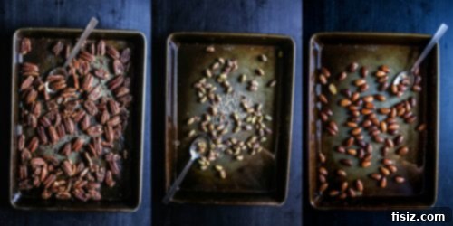 Party Nut Perfection: 3 Festive Flavors 4 Three distinct bowls of holiday party nuts, showcasing different seasonings and colors