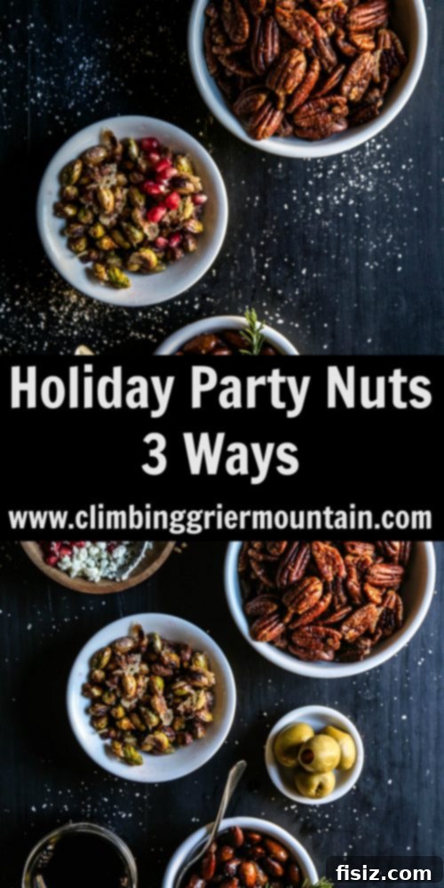 Party Nut Perfection: 3 Festive Flavors 8 Assorted Holiday Party Nuts in elegant glass bowls, ready for serving