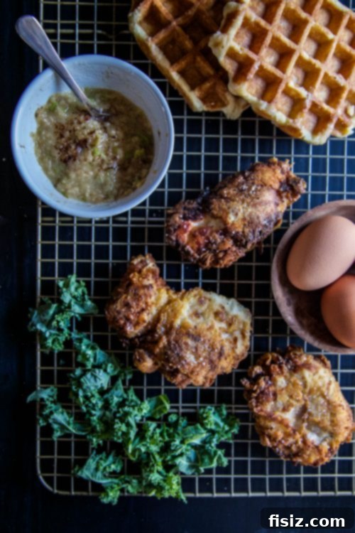 Crispy Chicken Waffles, Sweet Apple Butter, Fresh Kale Slaw 4 A Grand Virtual Breakfast Spread for Ashley's Baby Shower